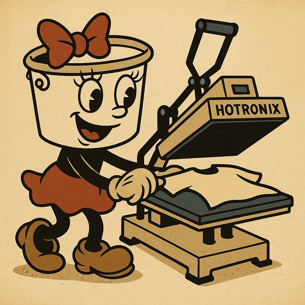 Heat press production at Mesquite Print House